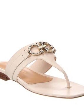 Ferragamo Rikis Gancini calfskin thong sandal
